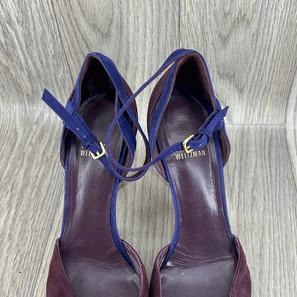 Stuart Weitzman Pumps Heels Pointed Toe Suede Ankle Strap - Picture 9 of 12